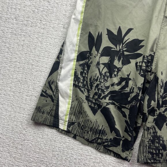 Y2K Ocean Core Board Shorts Men 36 Green Hawaiian Floral Palm tree AOP Swim - Picture 3 of 13